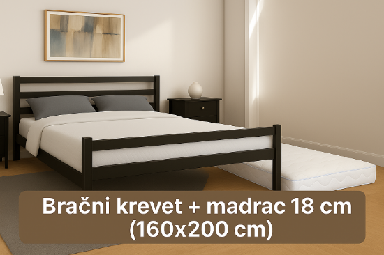 Picture of METALNI BRAČNI KREVET BP-MK9 + MADRAC 18cm (160x200cm) 